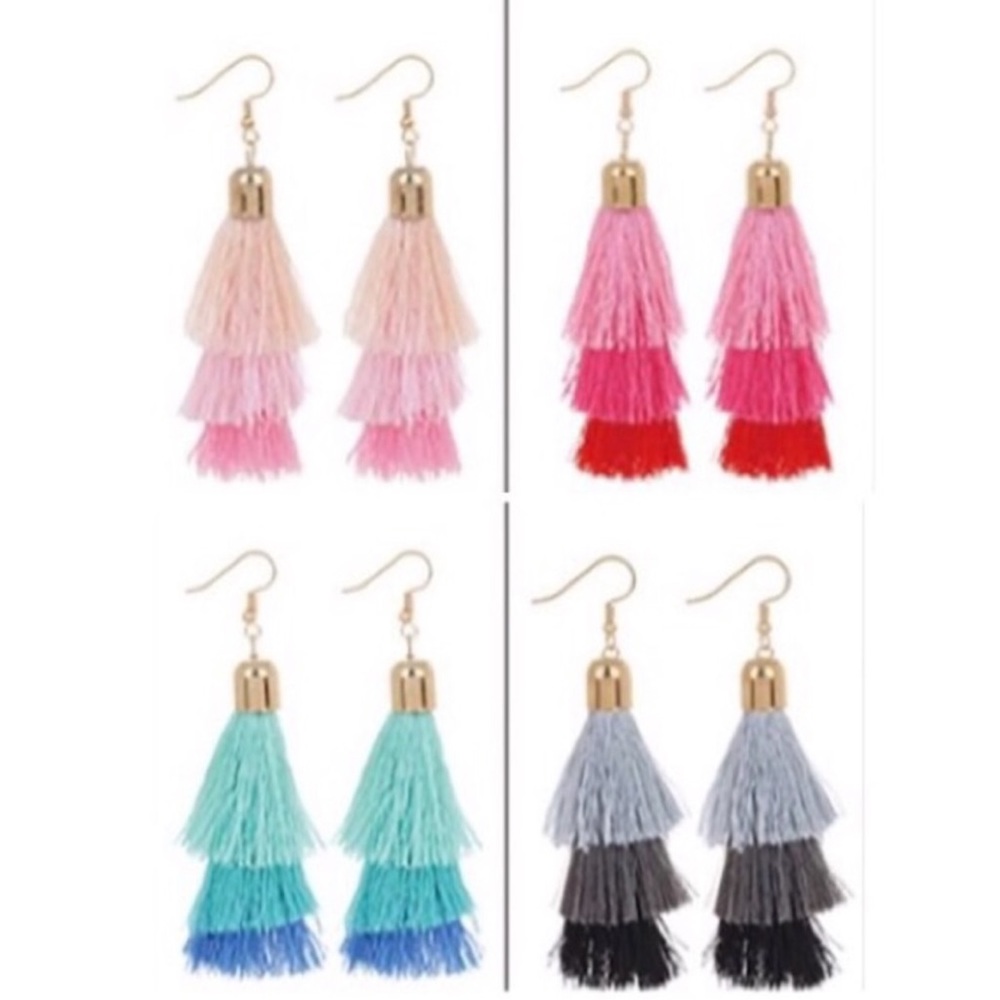 Multicolored Tiered Tassel Earrings